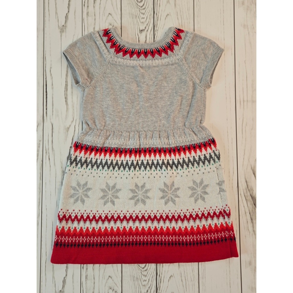 2017 Gymboree Girls 18-24 Months Fair Isle Snowflake Sweater Dress - Picture 2 of 3
